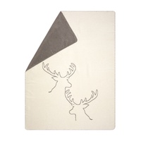 Off White Stag Heads Linear Savona Throw