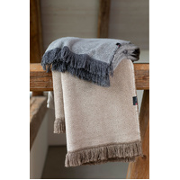 Ecru Small Pattern Vienna Throw with Fringes