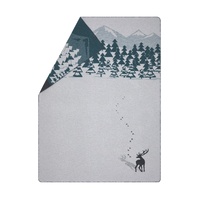 Grey Green Stag with Foot Prints Silvretta Throw