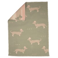 Light Green Dachshund Orgnic Cotton Bassinet Blanket