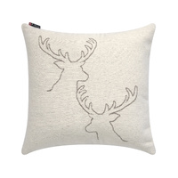 Off White Stag Heads Linear Cushion 50 x 50 cm