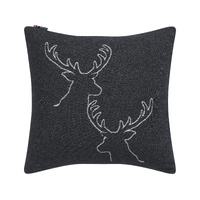 Charcoal Stag Heads Linear Cushion 50 x 50 cm