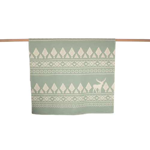 LIGHT GREEN FOLCLORISTIC WITH STAG SYLT THROW