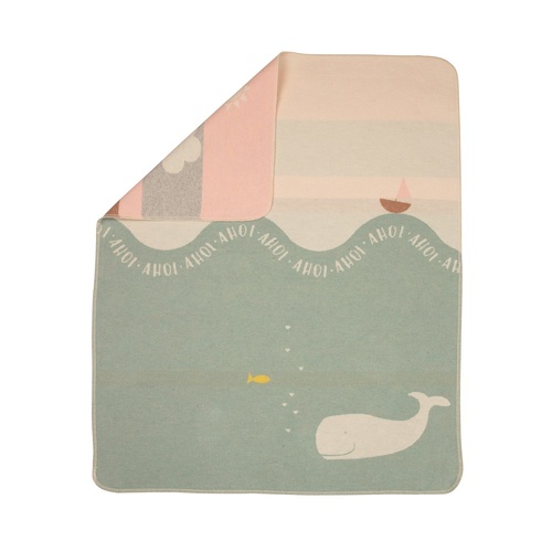 Light Green Whale Ahoi Juwel Bassinet Blanket