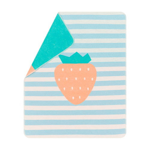 Light Blue Strawberry Juwel Bassinet Blanket