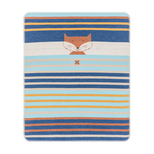 Navy Fox and Stripes Juwel Bassinet Blanket