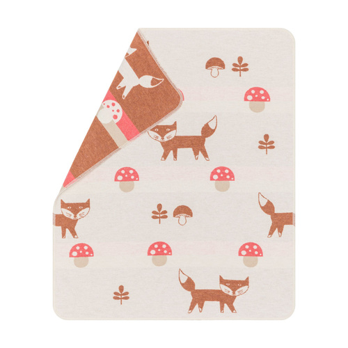 Off White Fox and Mushroom Juwel Bassinet Blanket