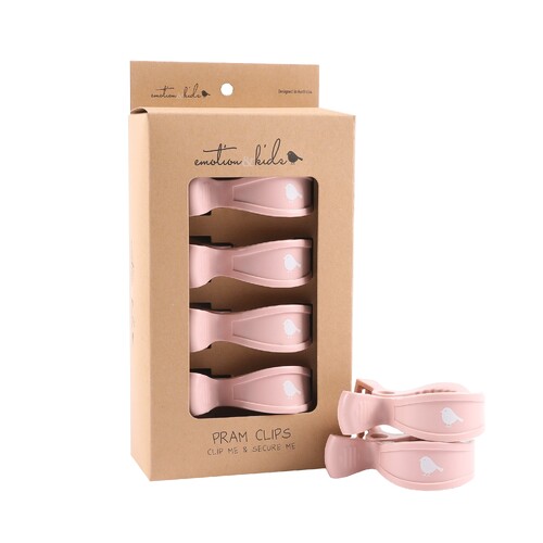 DUSTY PINK 4 PACK PRAM CLIPS