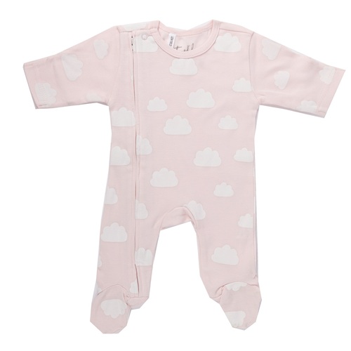 Pink Clouds Zipped Outfit with Feet