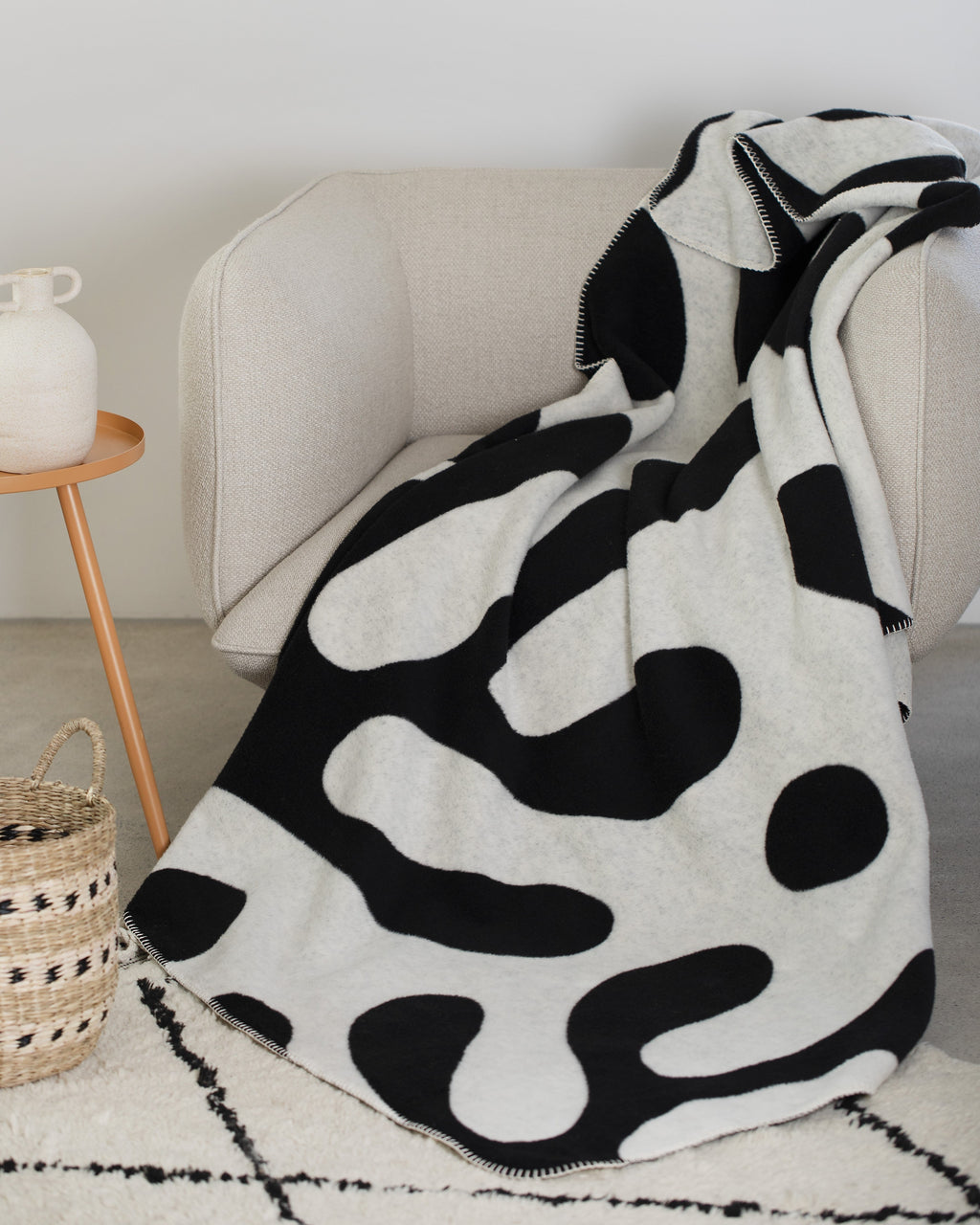 Off White Abstract Plants Savona Throw