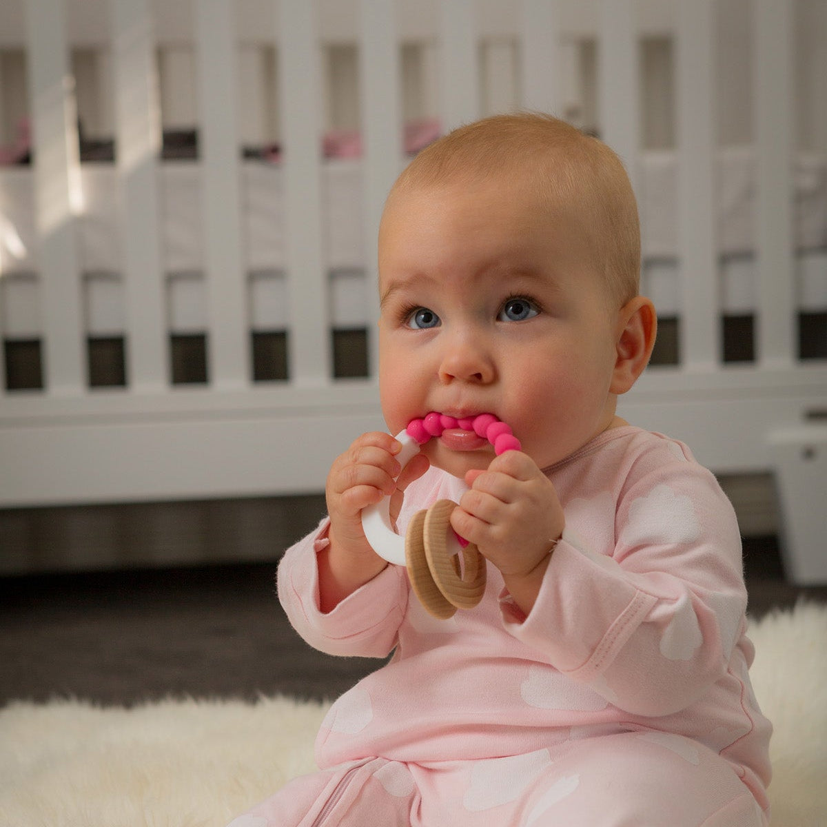 Rose Pink & White Combi Teether