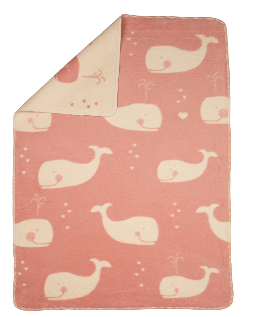 Pink Whales Allover Maja Bassinet Blanket