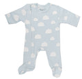 Pale Blue Clouds Zipped Outfit with Feet