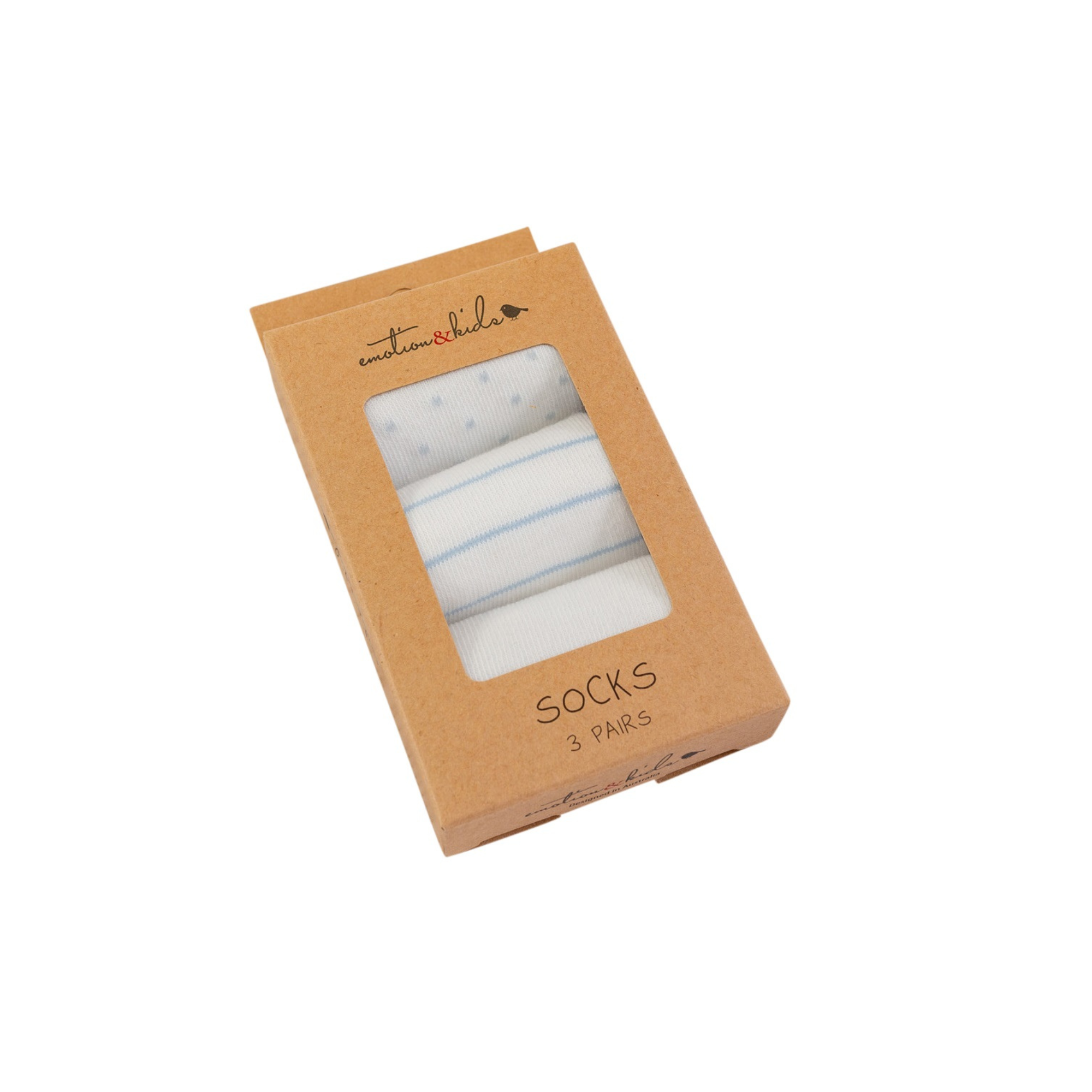 Pale Blue Dots & Stripes Socks - 3 Pack