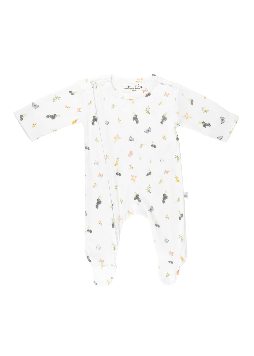 Berries & Butterflies Organic Cotton Zip & Footed Outfit