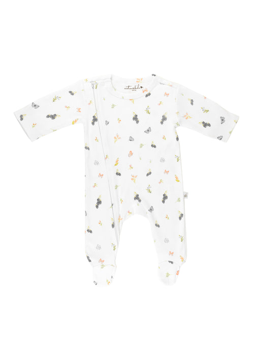 Berries & Butterflies Organic Cotton Zip & Footed Outfit