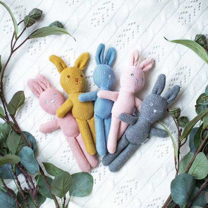 Pink Knitted Bunny Rattle