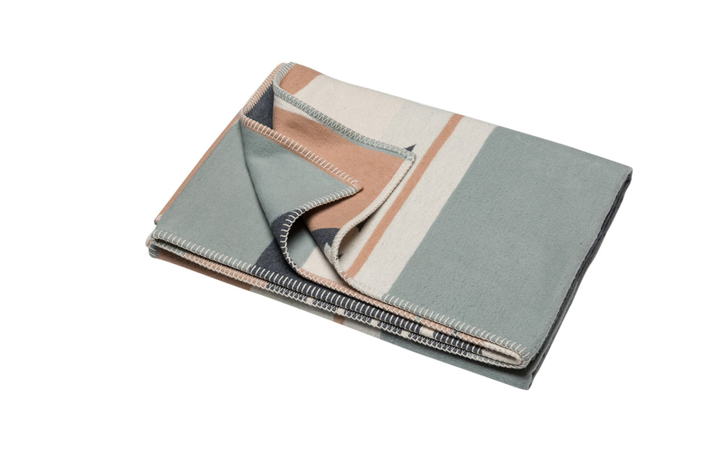 Brown Green Lines Graphic Organic Cotton Throw