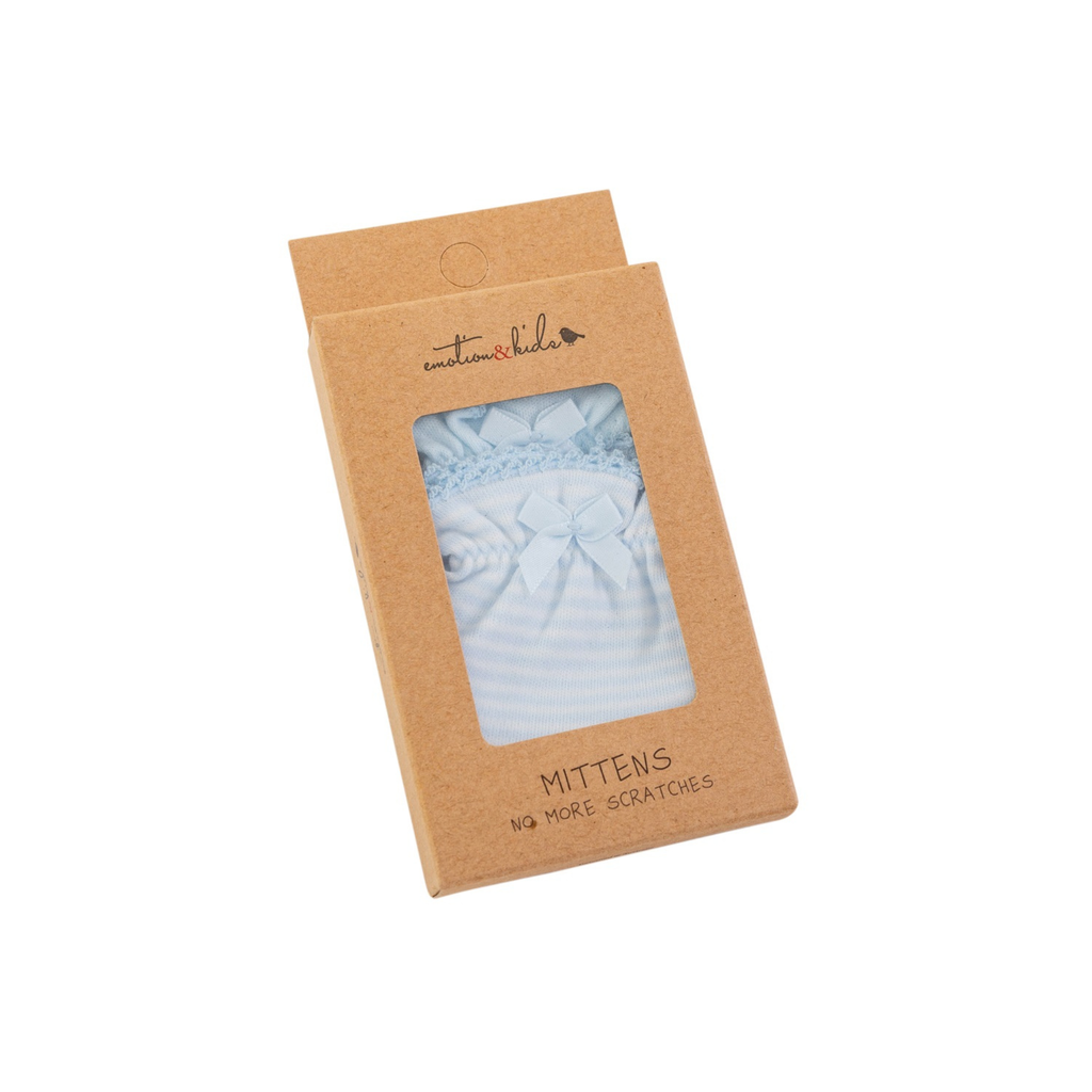 Pale Blue and Pale Blue Stripe Mittens - 2 Pairs
