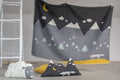 Charcoal Wolf Embroidered Cot Blanket
