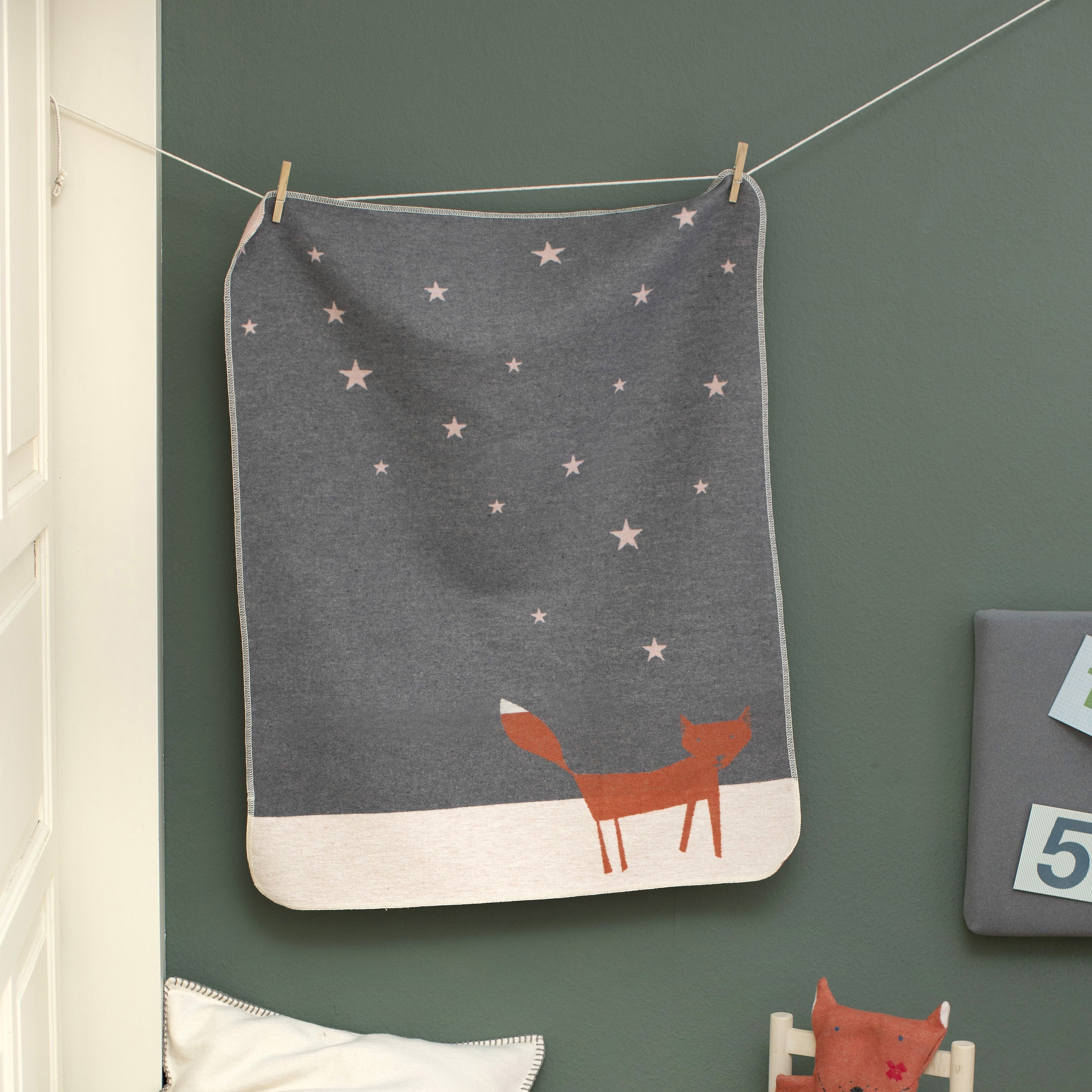 Grey Fox Under Starry Skies Juwel Bassinet Blanket