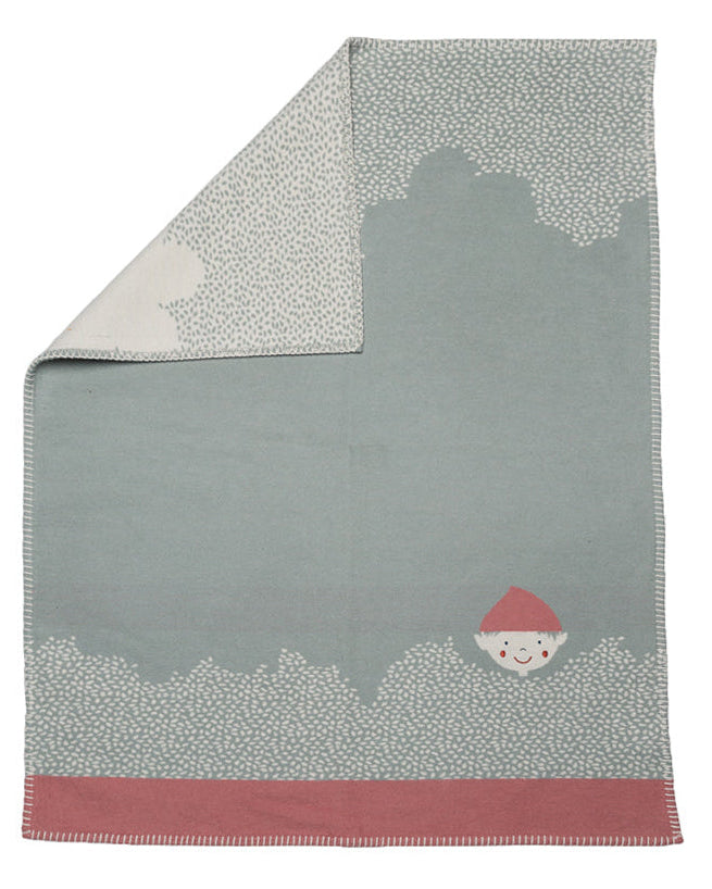 Light Green Elf Embroidered Organic Cotton Bassinet Blanket