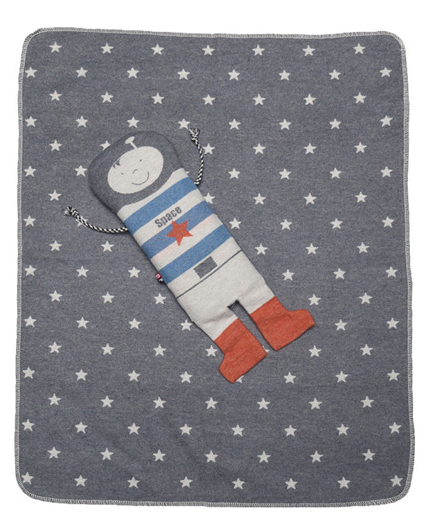 Grey Stars Juwel Bassinet Blanket in Astronaut Puppet