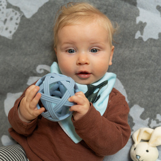 Dusty Blue Weave Sensory Teething Ball