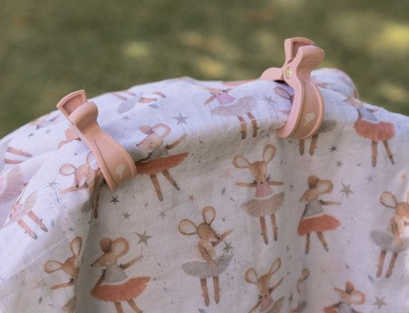 Blush Pram Clips - 2 Pack