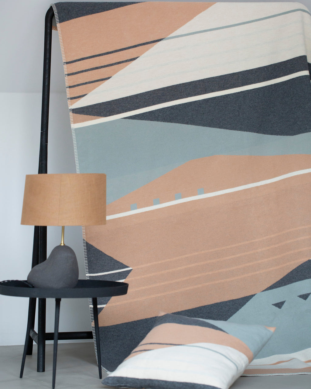 Brown Green Lines Graphic Organic Cotton Throw