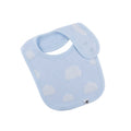 Blue baby bib with white clouds