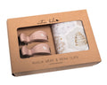 Muslin wrap and pram clips set in packaging with 'Emotion & Kids' branding.