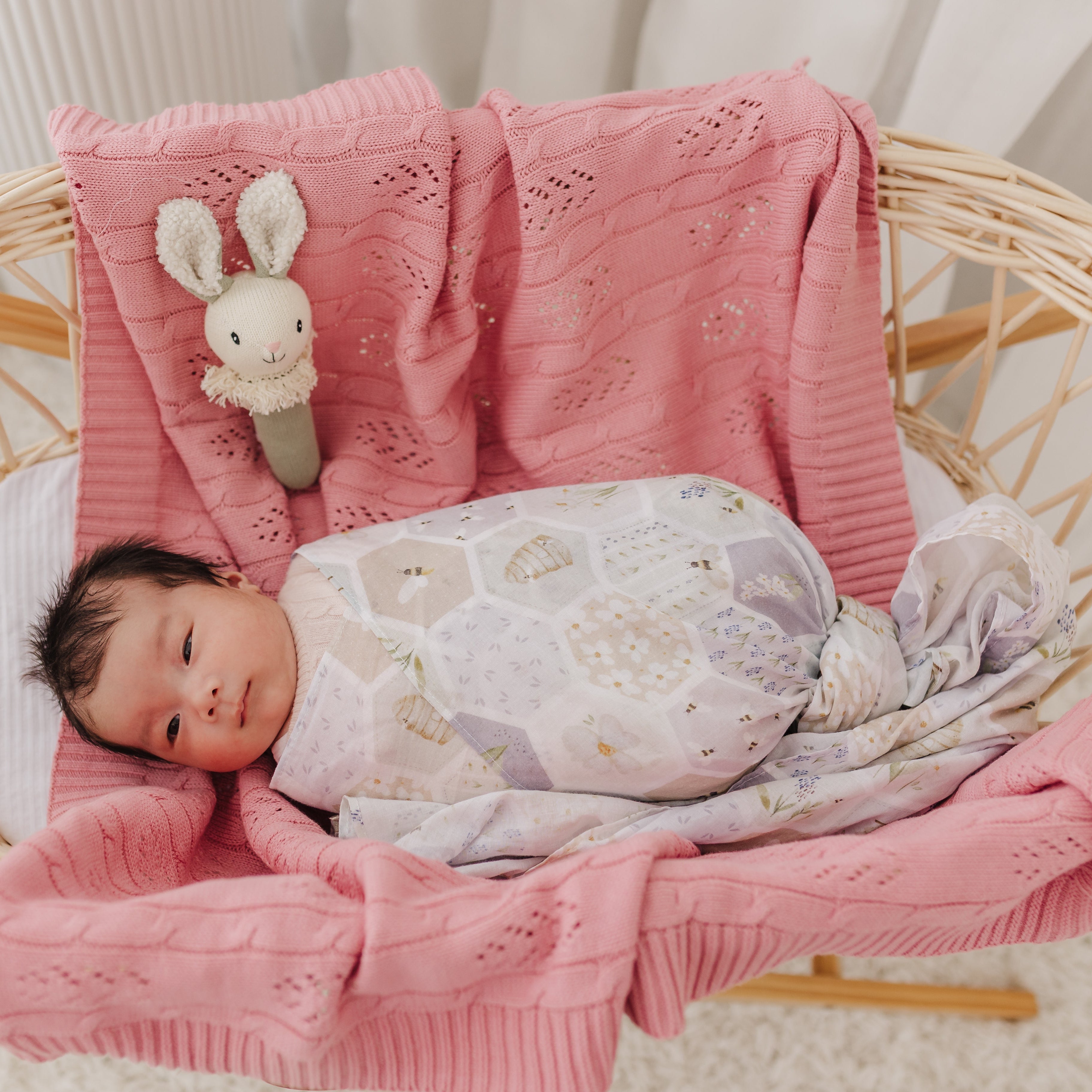 Blush Fern Bassinet Blanket