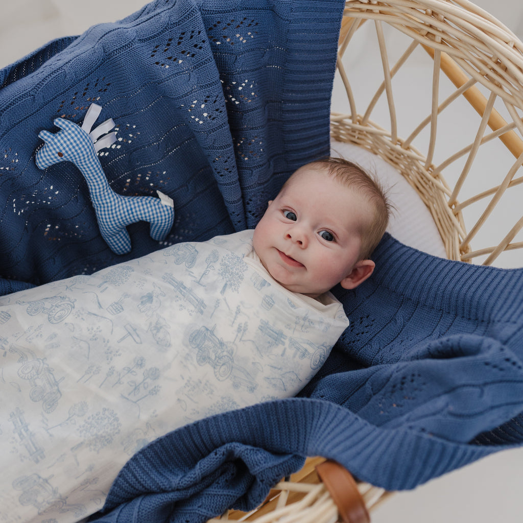 Dusty Blue Vintage Farm Muslin Wrap