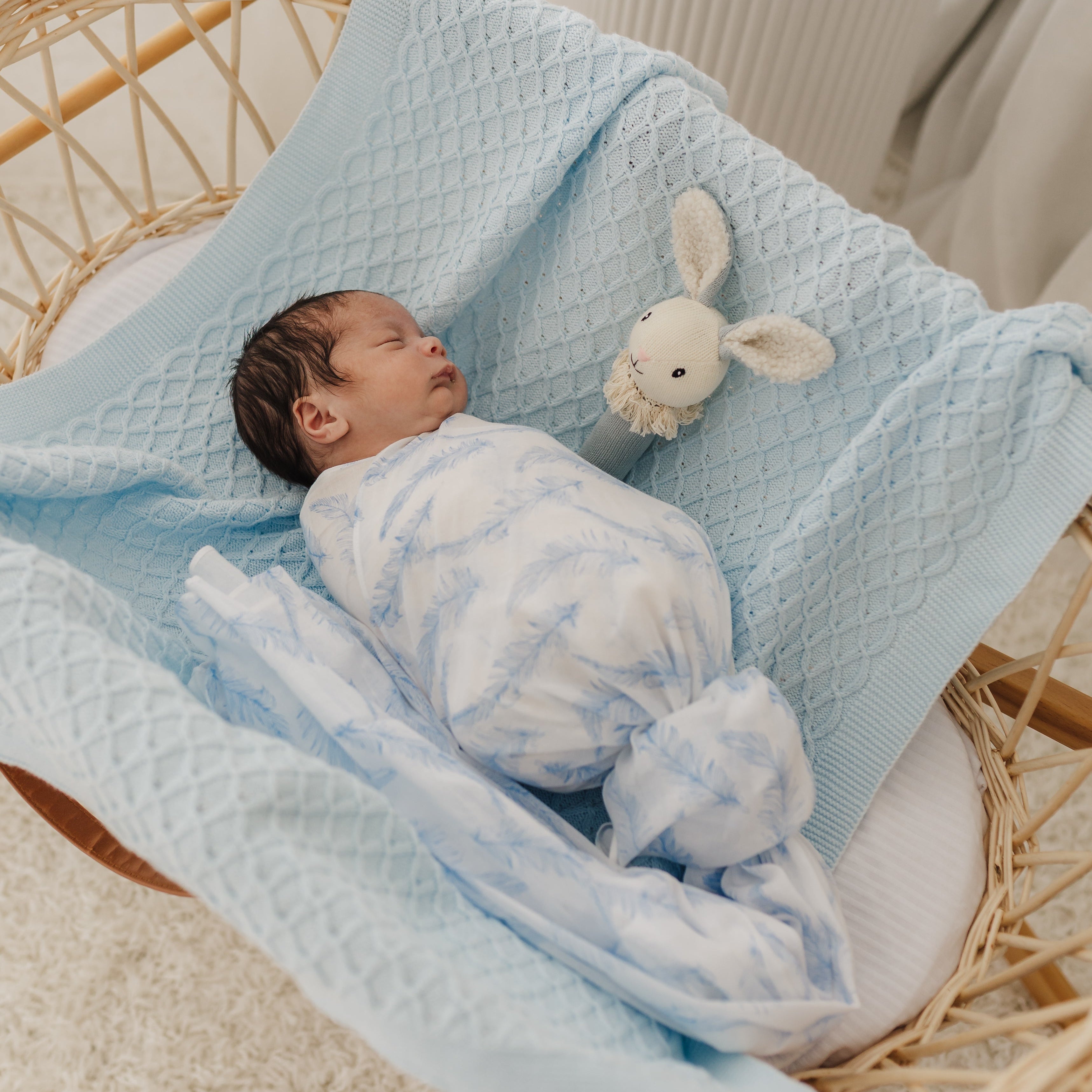 Blue Feather Muslin Wrap