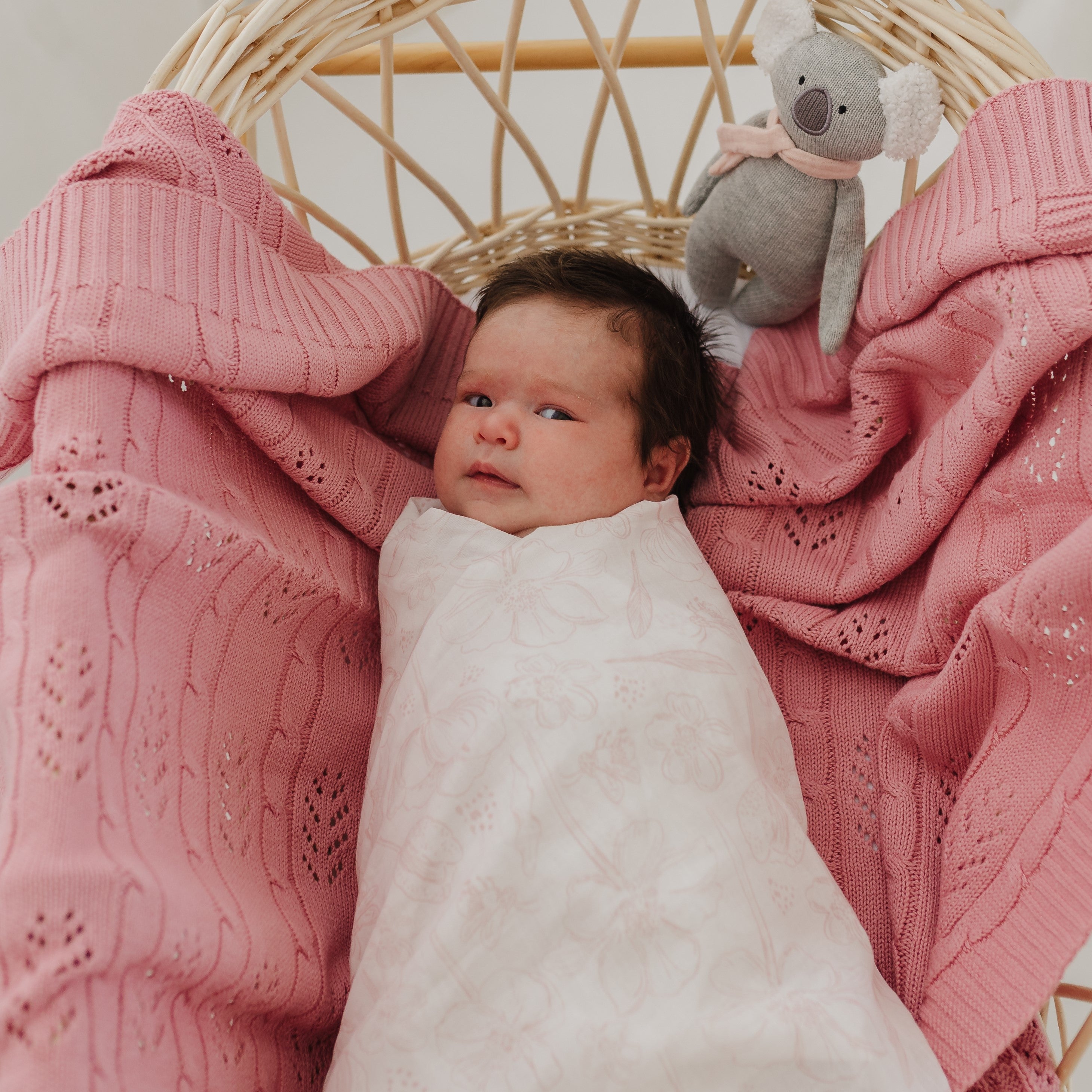 Dusty Pink Botanical Muslin Wrap