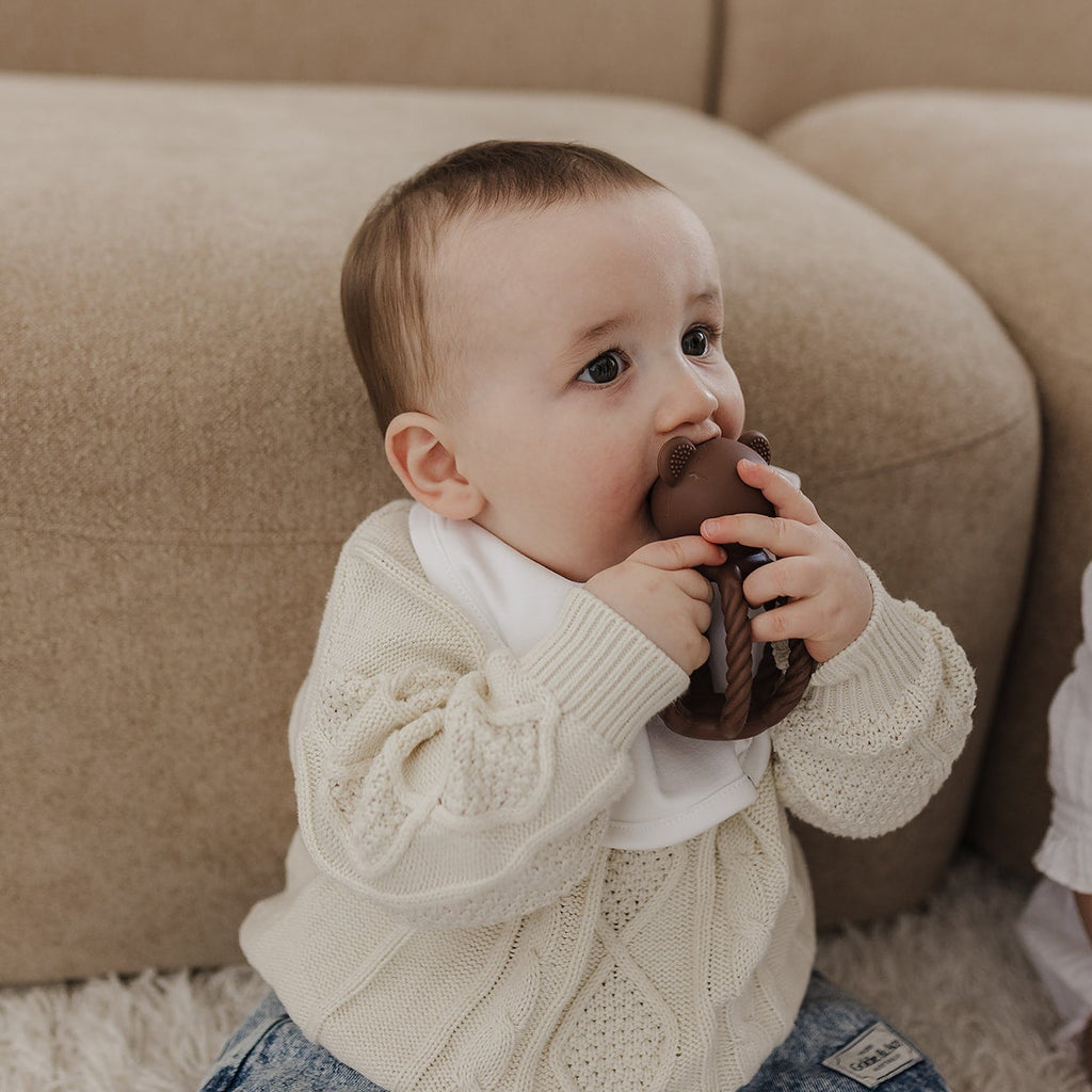 Brown Bear Silicone Teether and Rattle