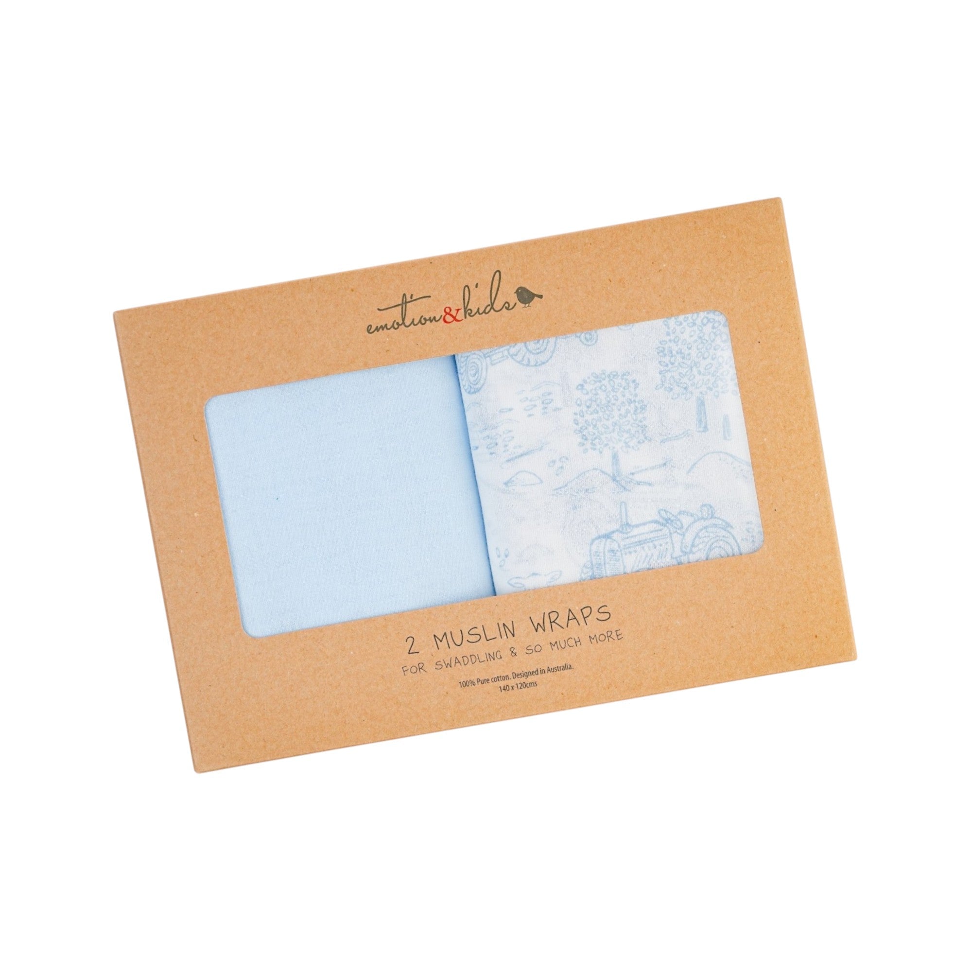 Dusty Blue Vintage Farm & Blue 2 Pack Muslin Wrap