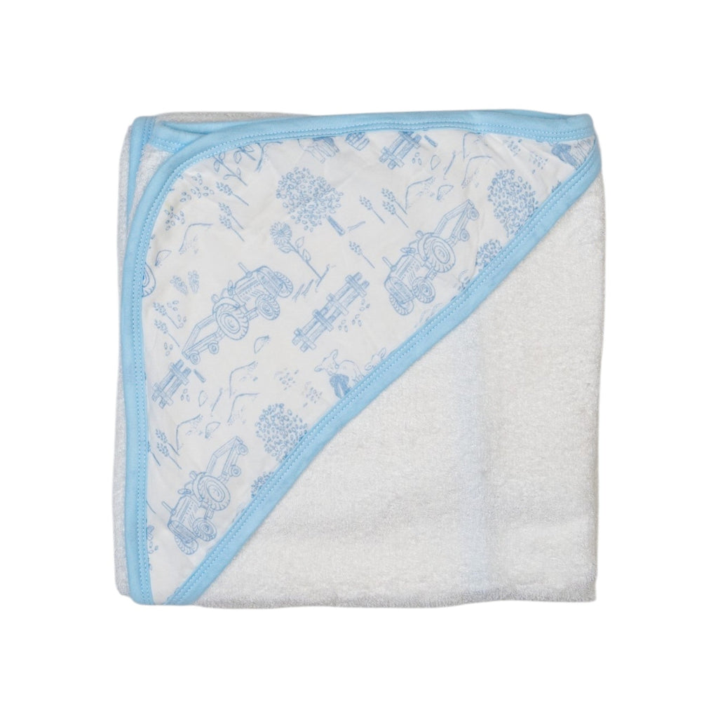 Dusty Blue Vintage Farm Baby Hooded Towel