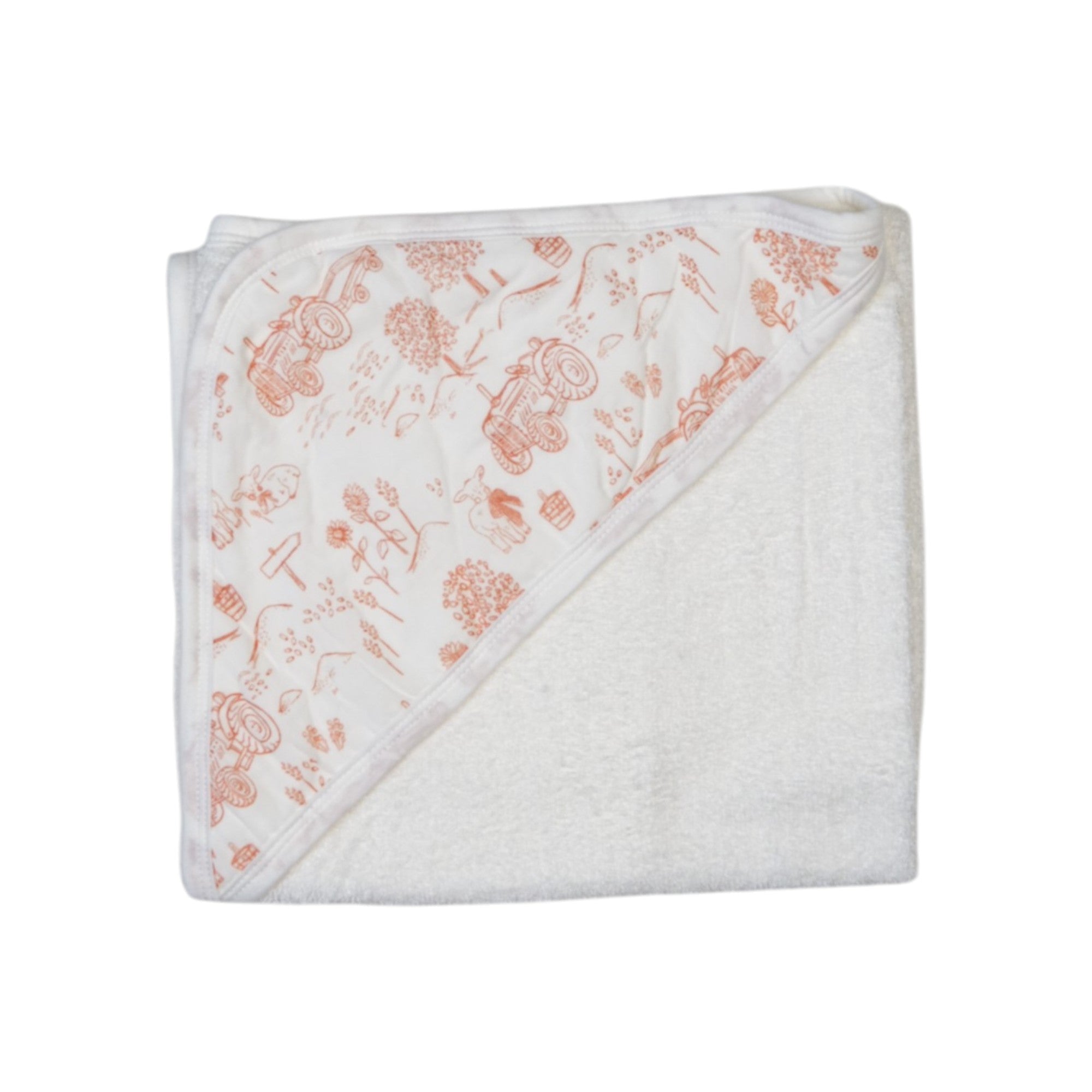 Latte Vintage Farm Baby Hooded Towel