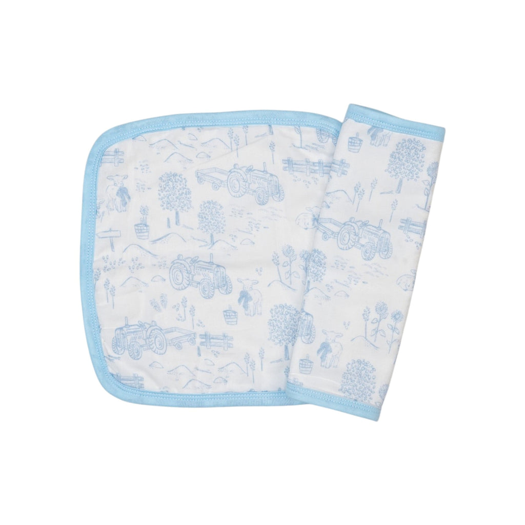 Dusty Blue Vintage Farm Baby Washcloths - 2 Pack