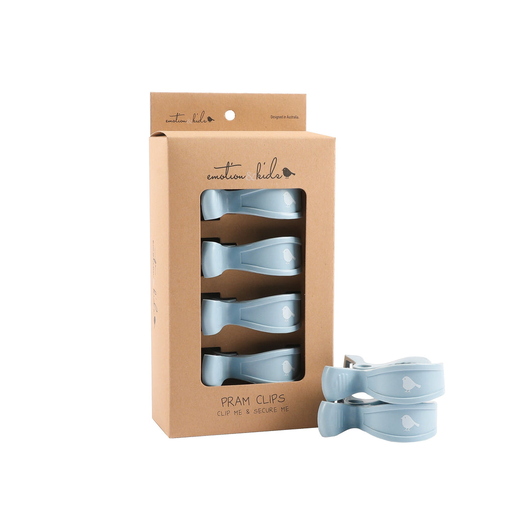 Dusty Blue Pram Clips - 4 Pack