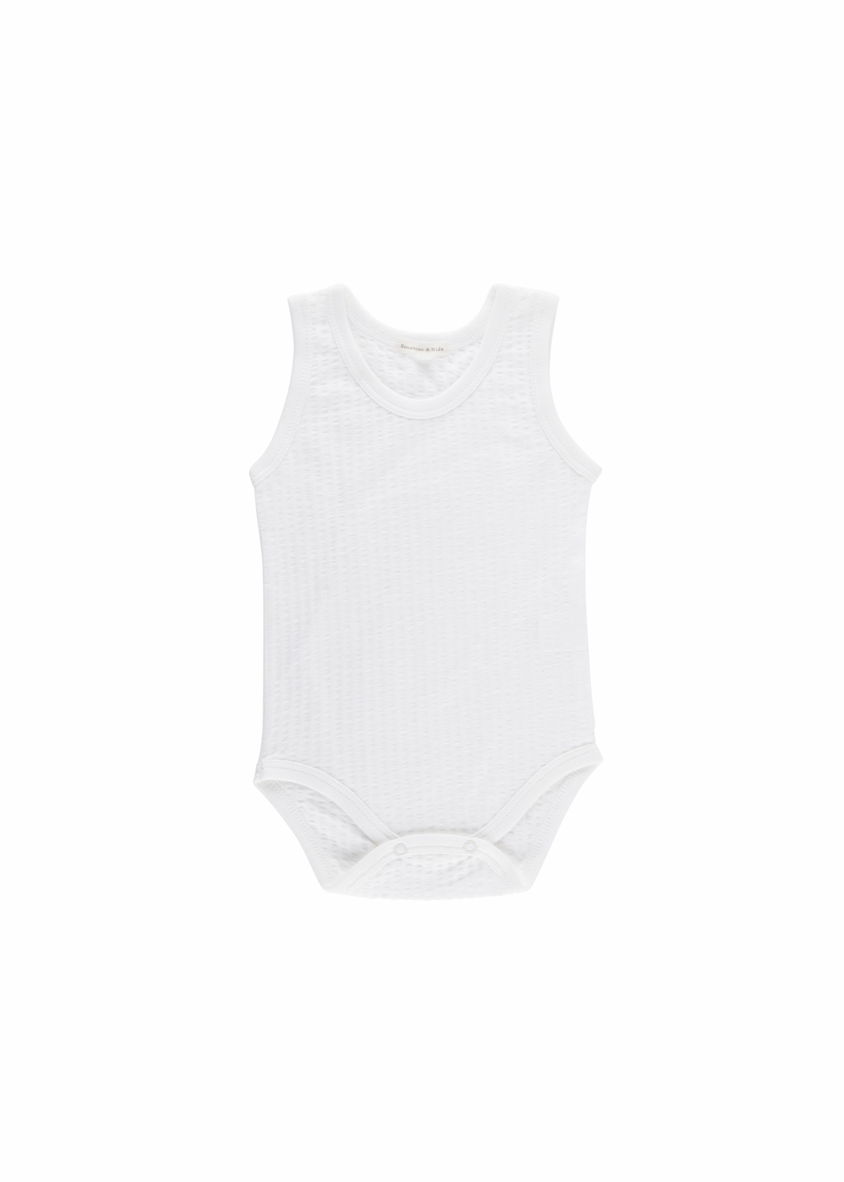 White Self Stripe Singlet Suits - 2 Pack
