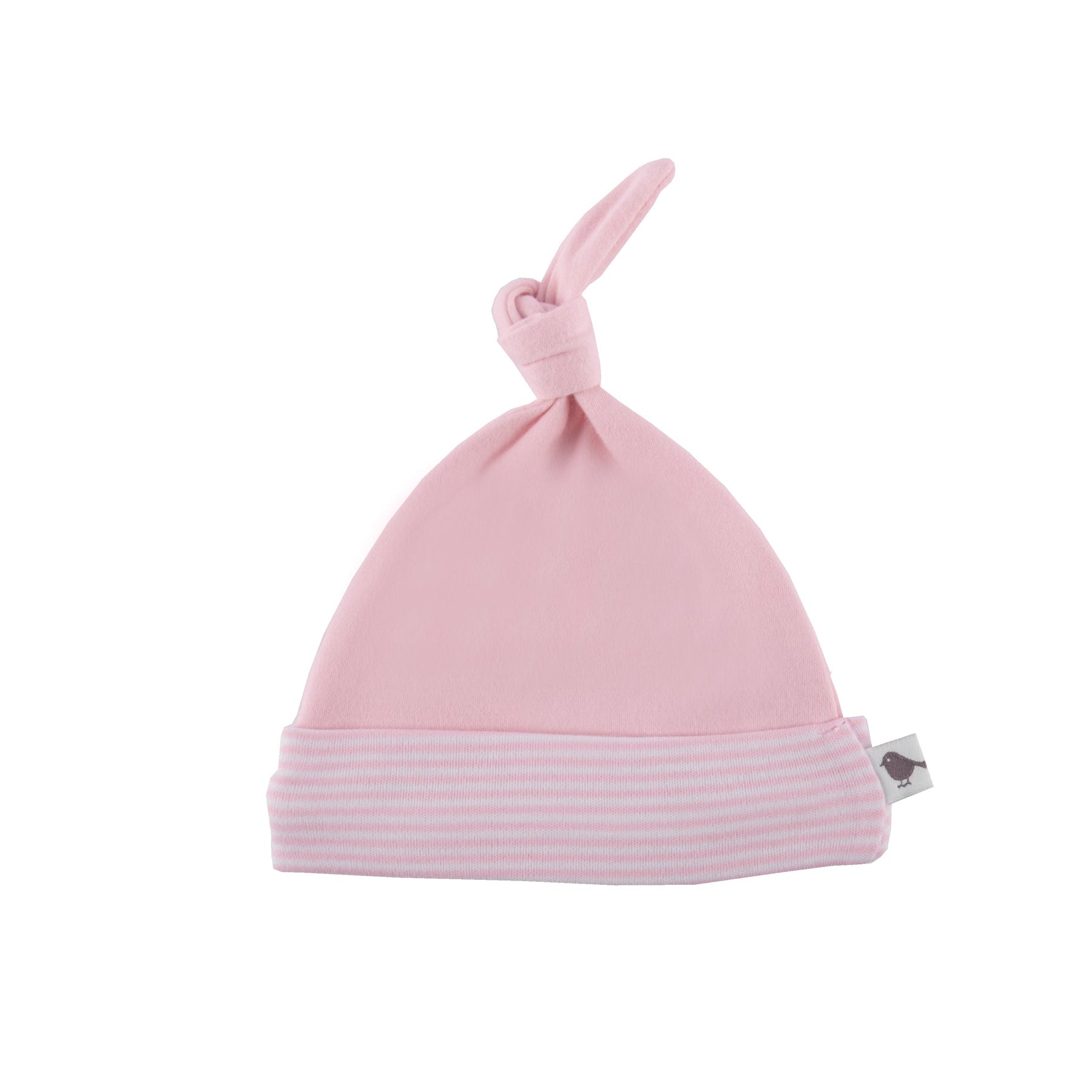 Pink Beanie with Fine Stripe Rim