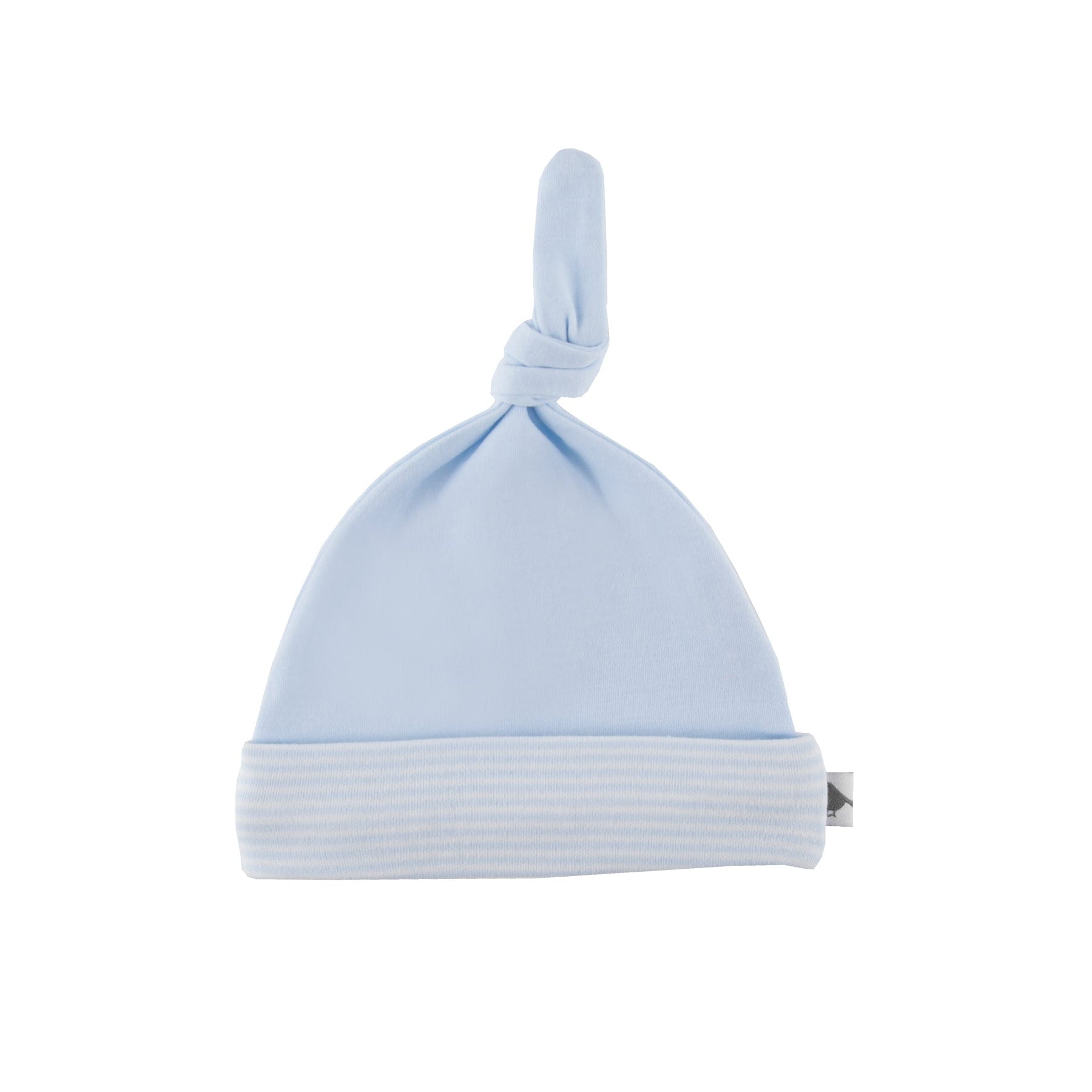 Pale Blue Beanie with Fine Stripe Rim