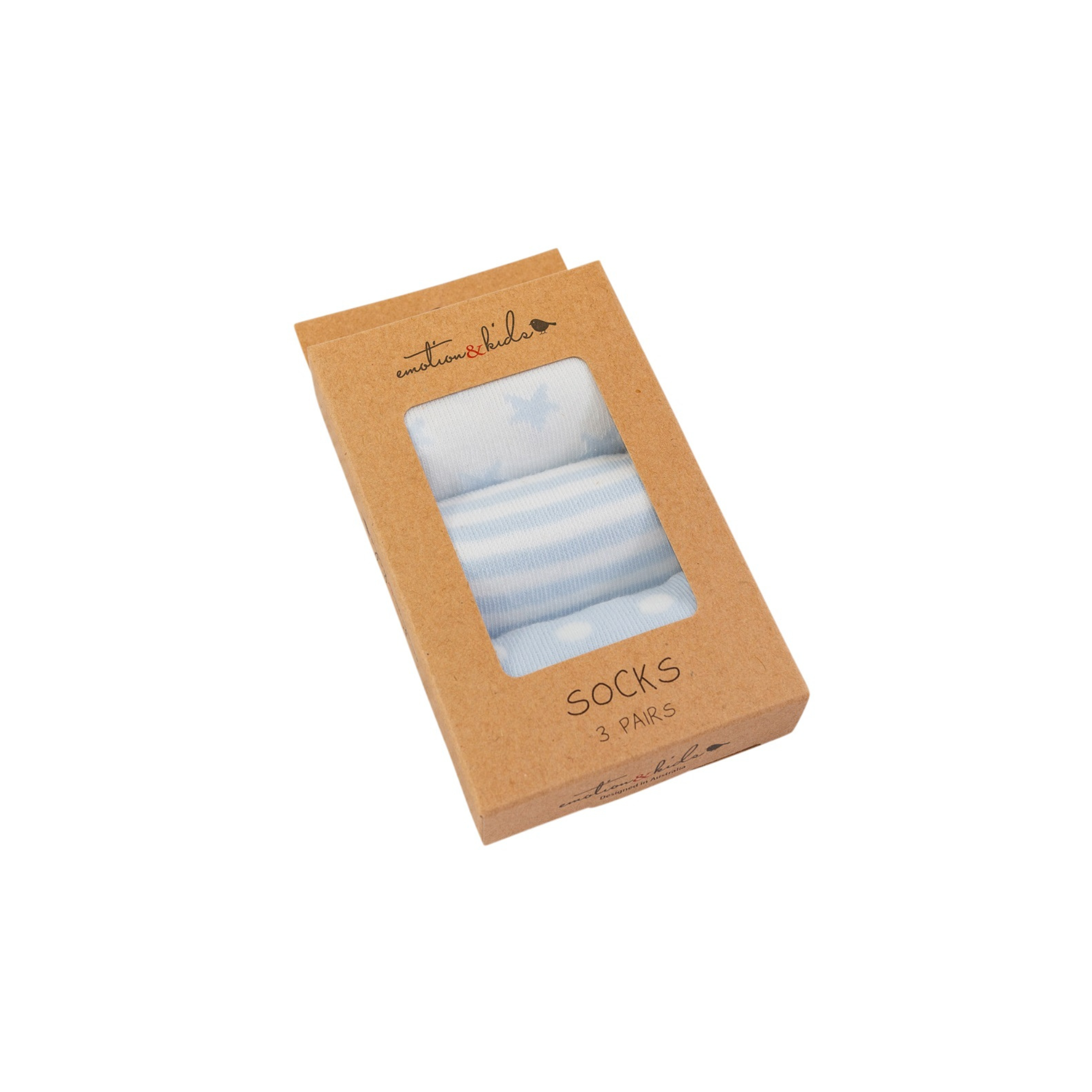 Pale Blue Stripe, Spot & Hearts Socks 3 Pack