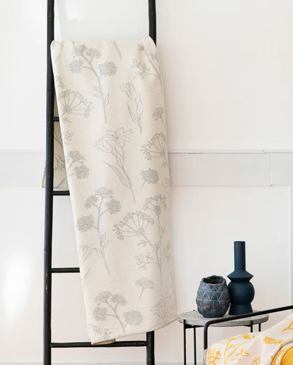 Grey Florals Organic Cotton Blanket