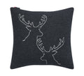 Charcoal Stag Heads Linear Cushion 50 x 50 cm