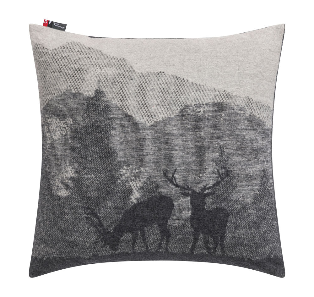 Charcoal Landscape Stags Cushion 50 x 50 cm