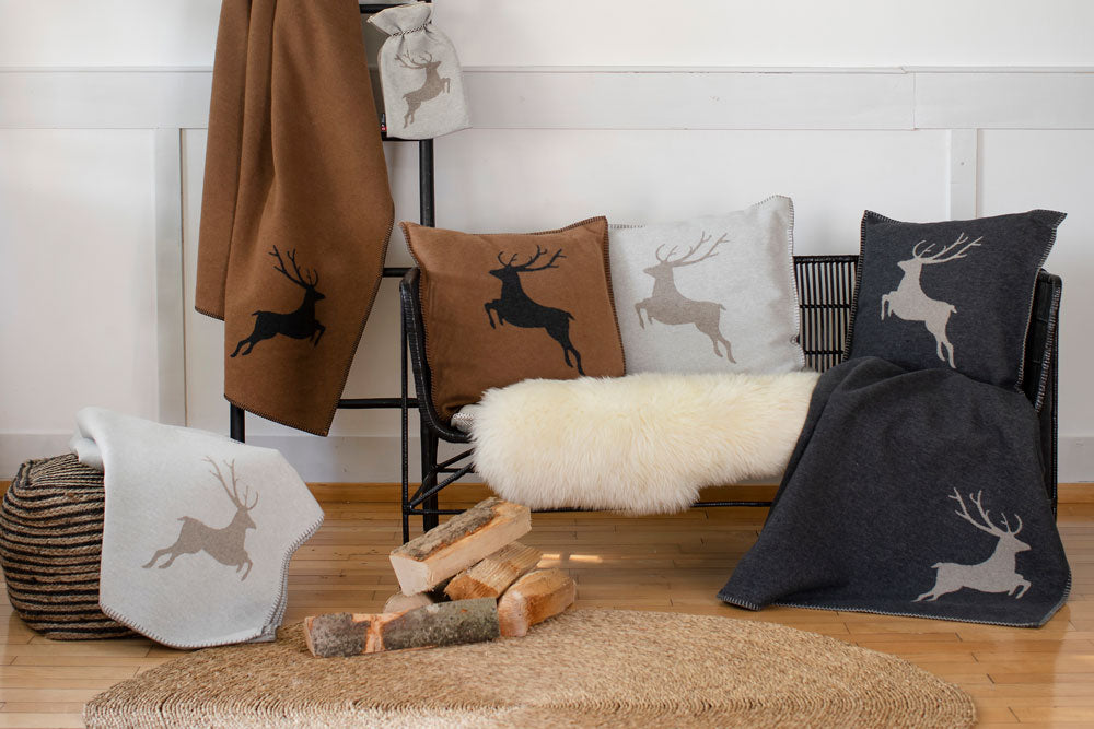 Brown Jumping Stag Cushion 50 x 50 cm
